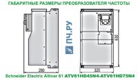 Габаритные размеры преобразователя частоты Schneider Electric Altivar 61 ATV61HD45N4