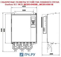 Габаритные размеры УПП Данфосс MCD5-0469B-T5-G4X-00-CV1
